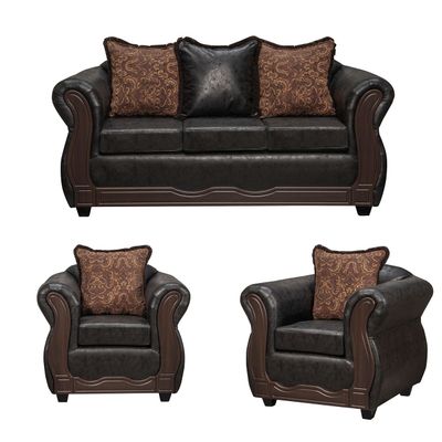 Juego de Living 3 1 1 Sofia PU Negro