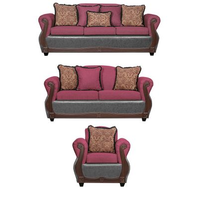 Juego de Living 3 2 1 Gran Columbia Burdeo Gris