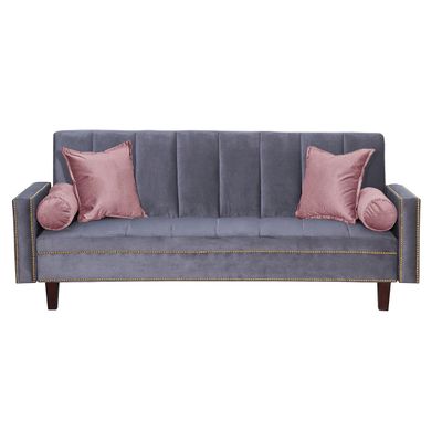 Futon Sofa Cama Vanguardia 200 x110 Gris- Rosa