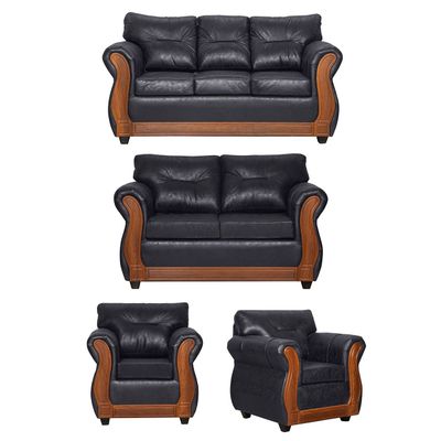 Juego de Living 3 2 1 1 Toronto Negro