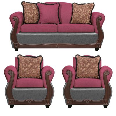 Juego de Living 2 1 1 Gran Columbia Burdeo Gris