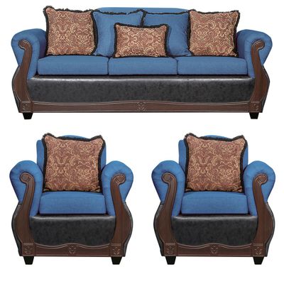 Juego de Living 3 1 1 Gran Columbia Azul Negro