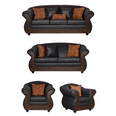 Juego de Living 3 2 1 1 Estambul Negro