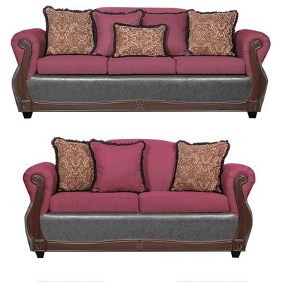 Juego de Living 3 2 Gran Columbia Burdeo Gris