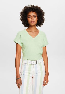 Polera Algodón y Lino Cuello V Mujer Esprit 034EE1K343