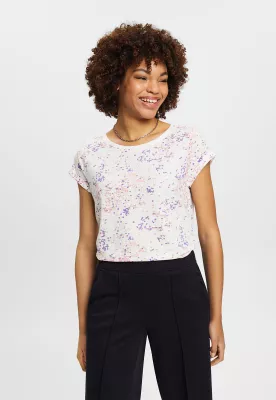 Polera Estampado Flores Pequeñas Mujer Esprit Naranja
