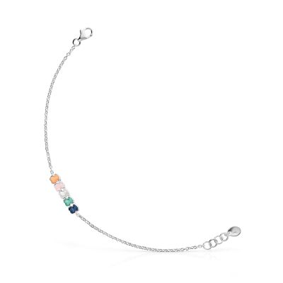 Pulsera Tous Mini Color de Plata con Gemas
