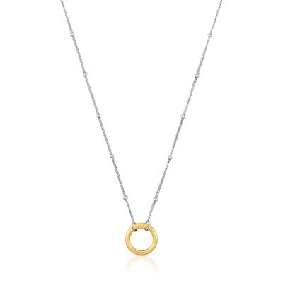 Collar corto de acero y anilla de oro Hold