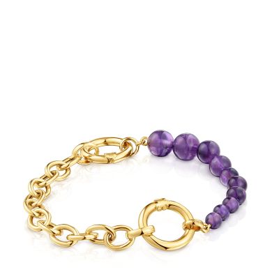 Pulsera con baño de oro de 18 kt sobre plata y amatista Hold