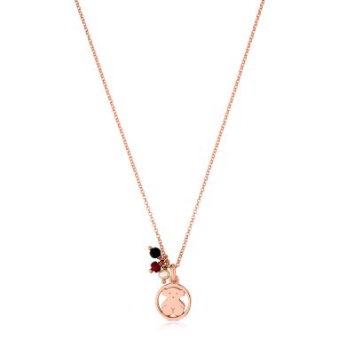 Collar Camille Plata Vermeil rosa con Ónix y Rubí Tous