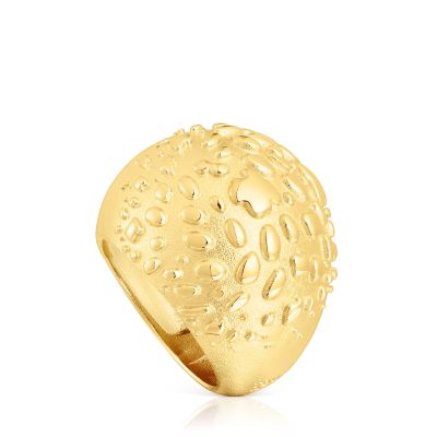Anillo abombado con baño de oro 18 kt sobre plata Dybe