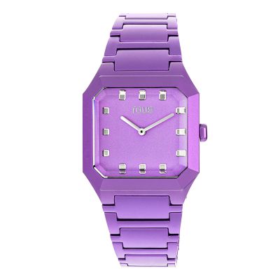 Reloj analógico con brazalete de aluminio lila Karat Squared