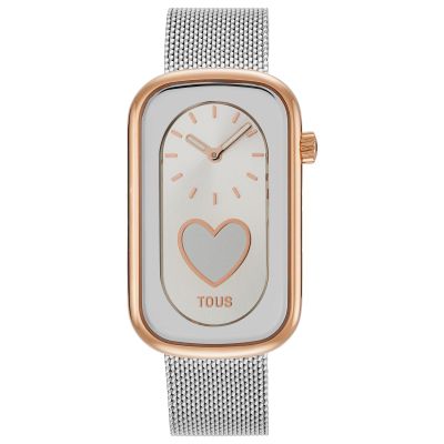 Reloj bicolor analógico con corazón y brazalete T-Band
