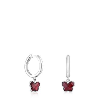 Aros aro de plata y rodolita mariposa Bold Motif