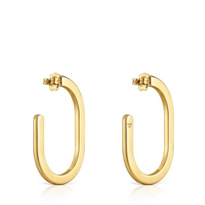 Imagen 2 del producto Pendientes aro largos oro 18 kt sobre plata Line