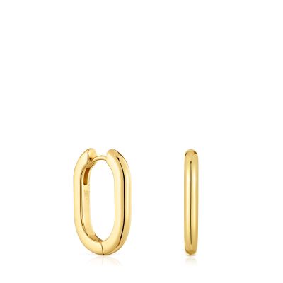 Aros largos con baño de oro 18 kt sobre plata 22 mm Basicos
