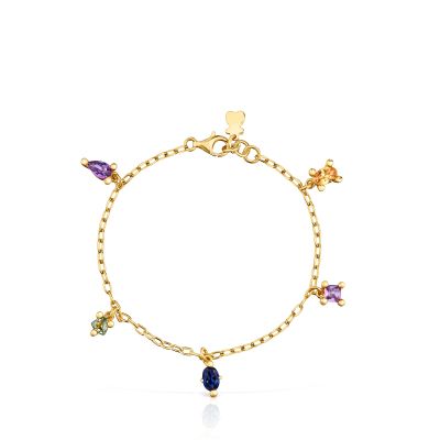 Imagen 2 del producto Pulsera cadena con baño de oro 18 kt sobre plata y gemas creadas en laboratorio TOUS Color LGG