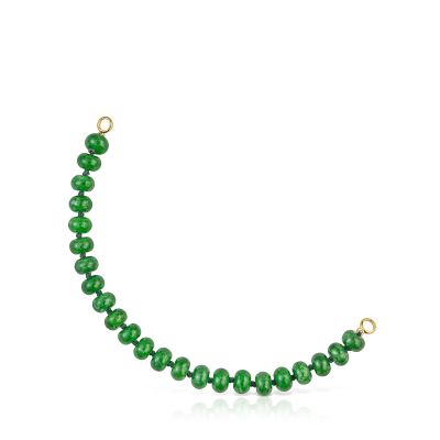 Pulsera con baño de oro 18 kt sobre plata y cuarzita verde
