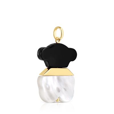 Imagen 2 del producto Colgante con baño de oro 18 kt sobre plata, nácar y ónix 25 mm Sweet Dolls