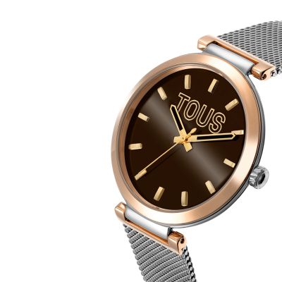 Imagen 2 del producto Reloj analógico esfera marrón con brazalete acero bicolor