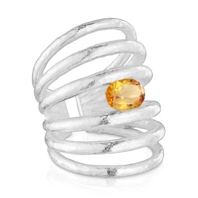 Imagen 2 del producto Anillo abierto de plata y citrino Duna