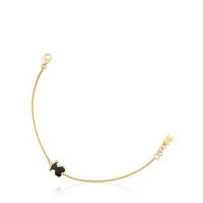 Pulsera oro 18 kt sobre plata con metacrilato negro Galaxy