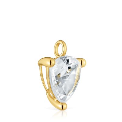 Imagen 2 del producto Colgante con baño de oro 18 kt sobre plata y cuarzo cristal de roca trillion Color White
