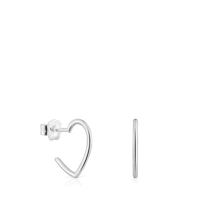 Pendientes aro de plata motivo corazón New Silueta