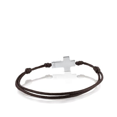 Imagen 2 del producto Pulsera Cruz de Acero y Cordón Marrón Tous