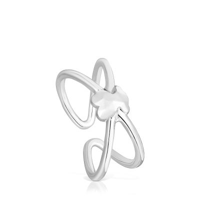 Anillo abierto oso de plata Icon Metal