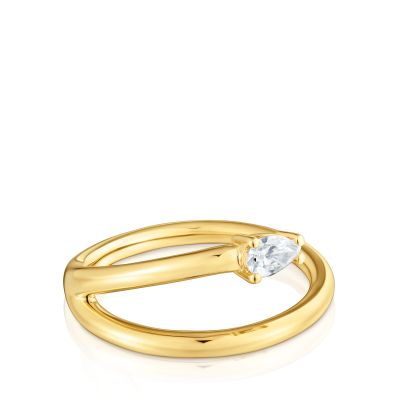 Imagen 2 del producto Anillo con baño de oro 18 kt sobre plata y diamante creado en laboratorio Lio LGD