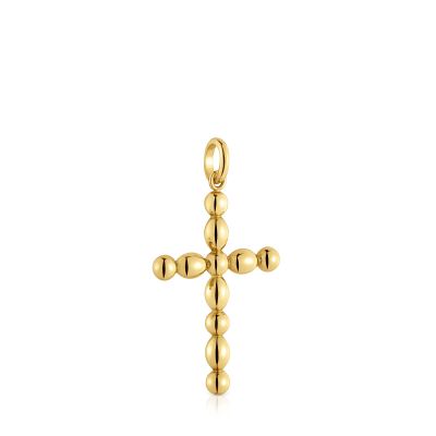 Imagen 2 del producto Colgante grande motivo cruz de oro Basics