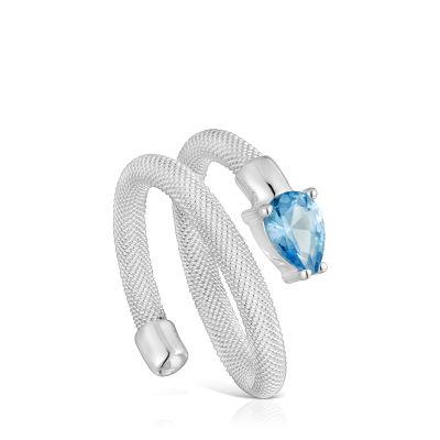 Imagen 1 del producto Anillo espiral de plata y espinela creada en laboratorio TOUS Mesh LGG