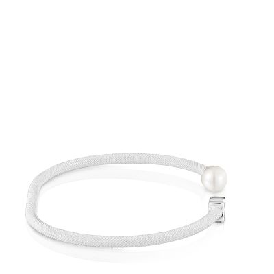 Imagen 2 del producto Pulsera esclava de plata y perla cultivada Icon Mesh