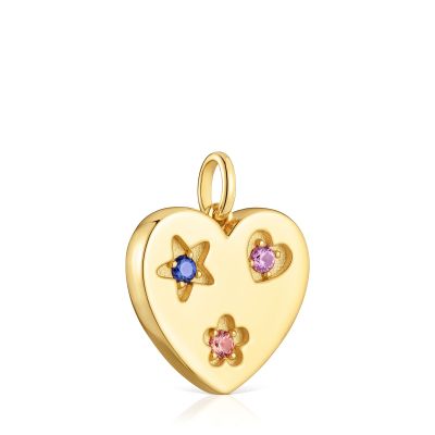 Imagen 2 del producto Colgante corazón oro 18 kt plata con zafiros lab LGG