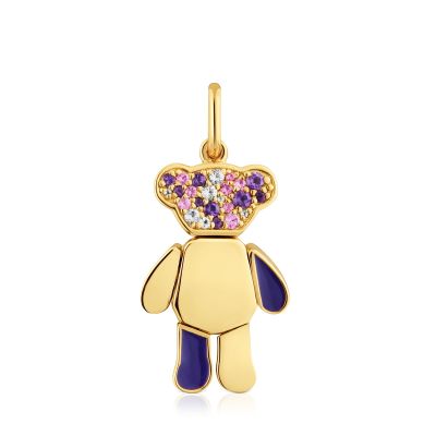 lgante oso oro 18 kt sobre plata y amatistas Teddy Bear