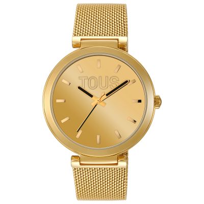 Reloj analógico con esfera dorada y brazalete dorado S-Mesh Mirror