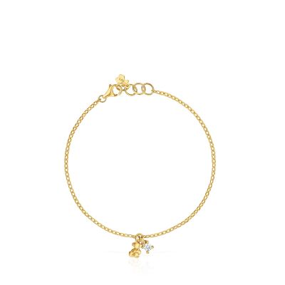 Imagen 2 del producto Pulsera cadena con baño de oro 18 kt sobre plata y diamante creado en laboratorio Bold Bear LGD