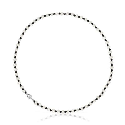 Collar de nylon negro con perlas cultivadas 42 cm Manifesto