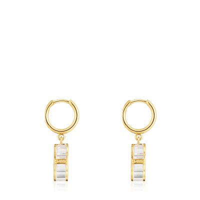 Imagen 2 del producto Aros de aro con baño de oro 18 kt sobre plata y metacrilato