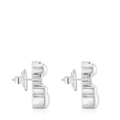 Imagen 2 del producto Pendientes motivo oso de plata y cuarzo cristal de roca 23 mm Color Bear