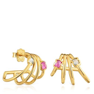 Imagen 1 del producto Aros oro 18 kt plata con gemas lab creadas Icon LGG