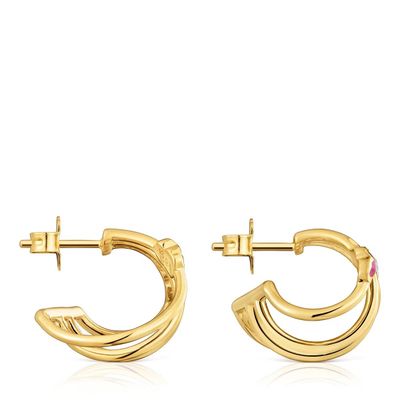 Imagen 2 del producto Aros oro 18 kt plata con gemas lab creadas Icon LGG