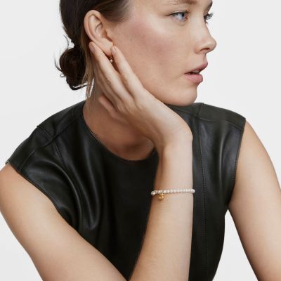 Imagen 2 del producto Pulsera elástica baño de oro sobre plata, perla cultivada