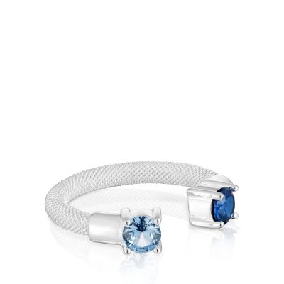 Imagen 2 del producto Anillo abierto de plata y espinela creada en laboratorio