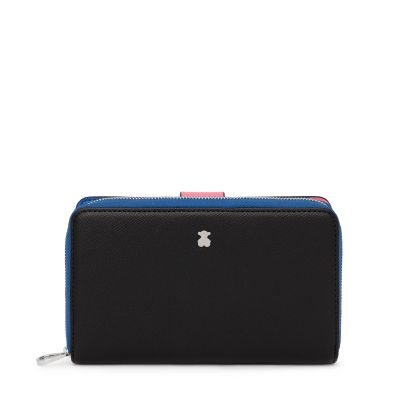 Billetera mediana New Dubai negro y azul Tous