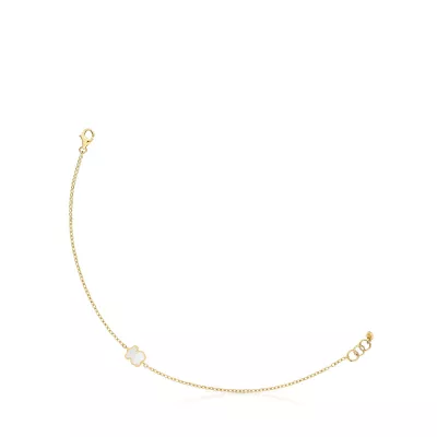 Imagen 1 del producto Pulsera cadena de oro 14 kt y nácar XXS