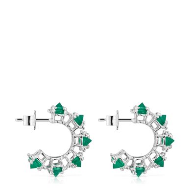 Imagen 2 del producto Pendientes aro grandes de plata y calcedonia Color Pills