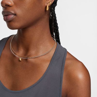 Imagen 2 del producto Collar corto de oro y acero motivo oso Mesh Tube