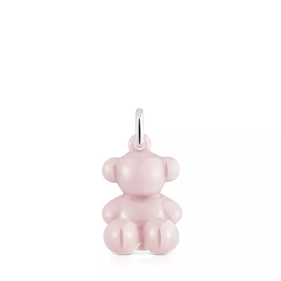 Colgante oso de plata y cerámica rosa Bold Bear
